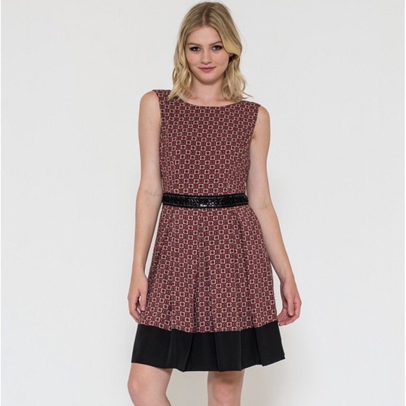 Esley Beaded Waist Print Dress - Picture 1 of 4